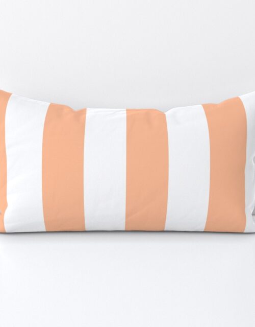 3 Inch Circus Tent Stripe in Peach Fuzz Color of the Year 2024 and White Lumbar Throw Pillow
