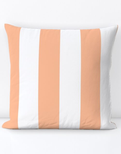 3 Inch Circus Tent Stripe in Peach Fuzz Color of the Year 2024 and White Square Throw Pillow