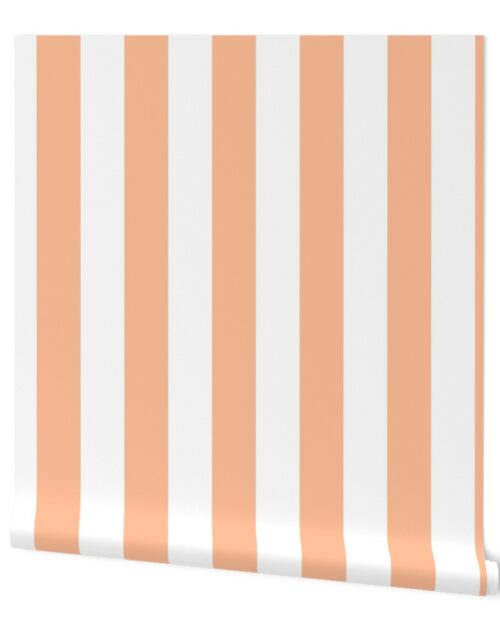 3 Inch Circus Tent Stripe in Peach Fuzz Color of the Year 2024 and White Wallpaper