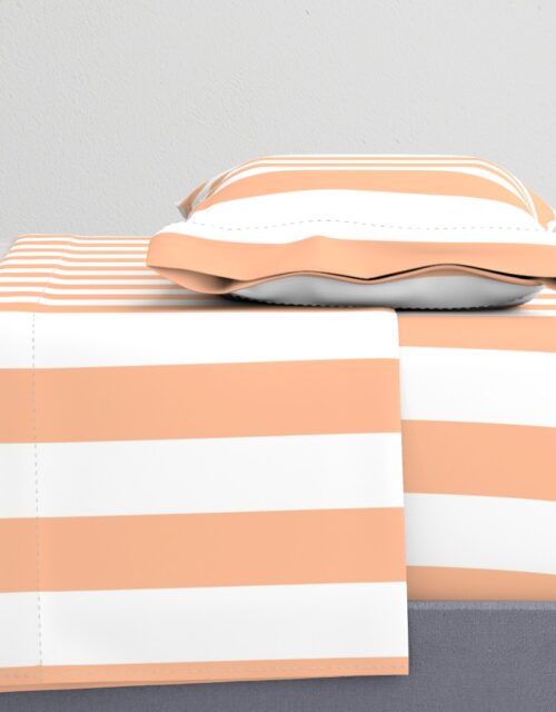 3 Inch Circus Tent Stripe in Peach Fuzz Color of the Year 2024 and White Sheet Set