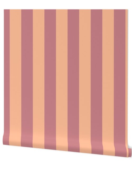 3 Inch Circus Tent Stripe in Peach Fuzz Color of the Year 2024 and Dusty Rose Wallpaper