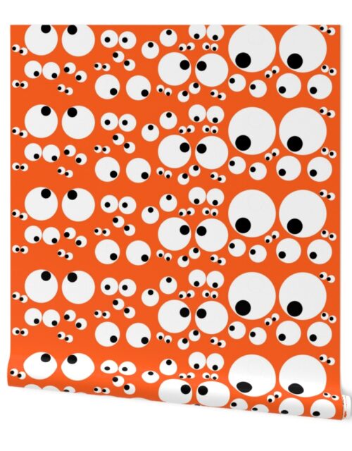 Googly Goo Goo Eyes on Neon Orange Wallpaper