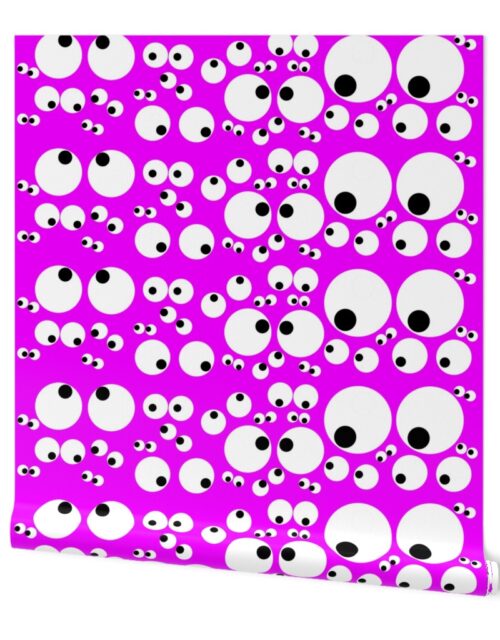 Googly Goo Goo Eyes on Shocking Neon Pink Wallpaper