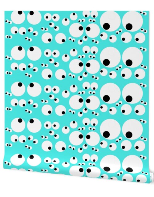 Googly Goo Goo Eyes on Neon Aqua Wallpaper