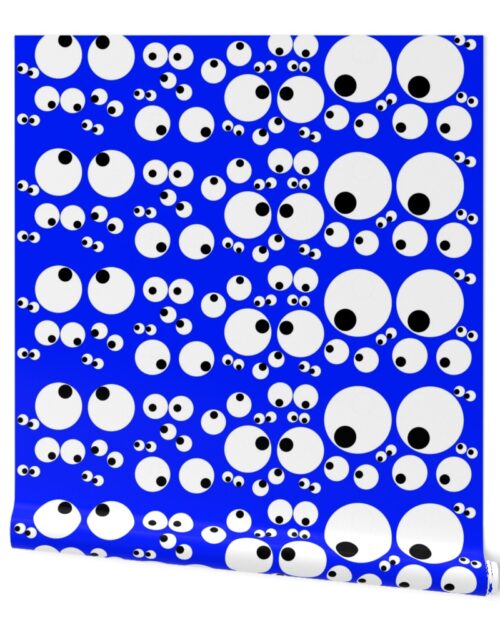 Googly Goo Goo Eyes on Electric Neon Blue Wallpaper