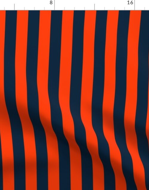 1 Inch Vertical Navy and Orange Cabana Stripes Fabric