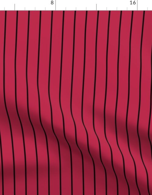 1 Inch Viva Magenta  with Black Pin Stripes Fabric