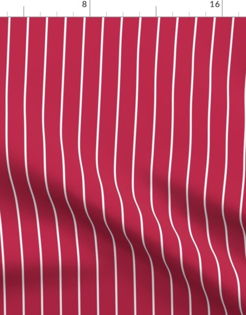 1 Inch Viva Magenta  with White Pin Stripes Fabric