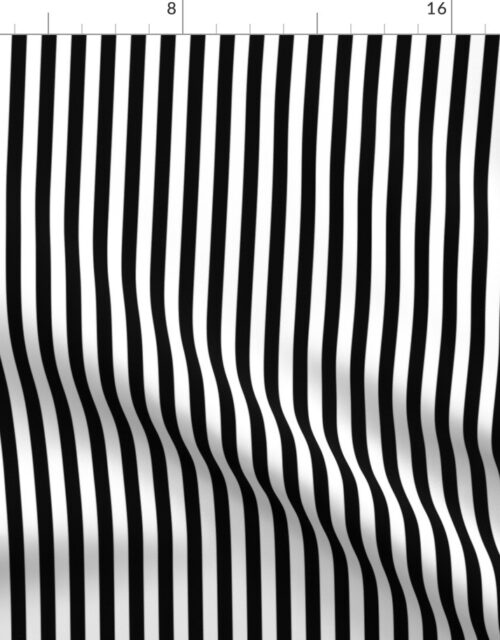 1 cm Euro Metric Width Pin Stripes in Black and White Fabric