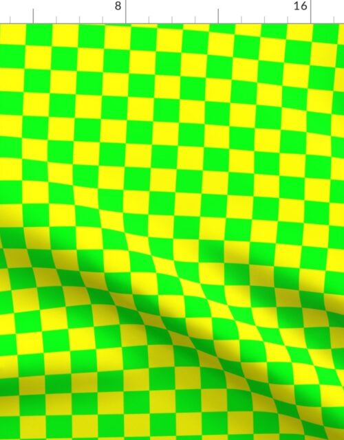 1 inch Bright Lemon and Lime Checkerboard Fabric