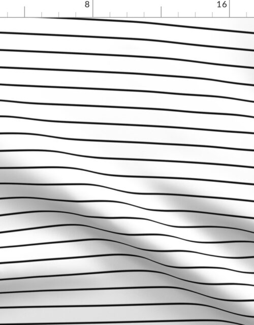 1 inch Classic Horizontal Black Baseball Stripe Lines On White Fabric