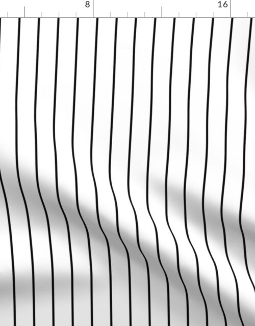 1 inch Classic Vertical Black Baseball Stripe Lines On White Fabric