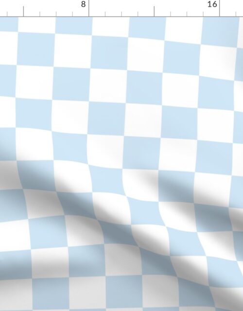 2″ Checked Checkerboard Merry Bright Christmas Pattern in Pastel Blue and White Square Checked Fabric