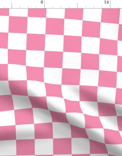 2″ Checked Checkerboard Merry Bright Christmas Pattern in Rose Pink and White Square Checked Fabric