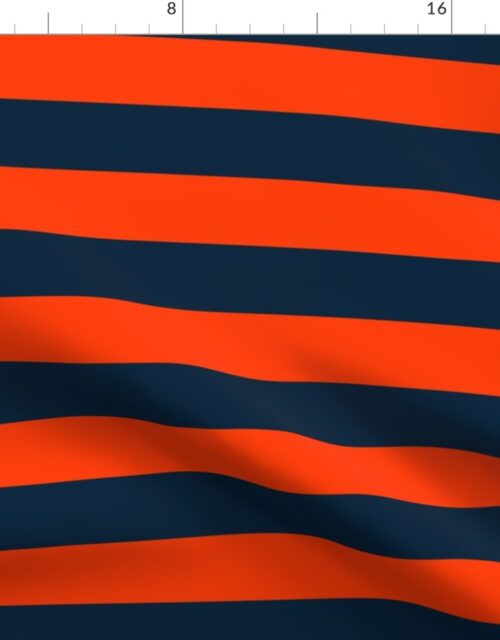 2 Inch Horizontal Navy and Orange Cabana Stripes Fabric
