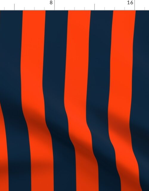 2 Inch Vertical Navy and Orange Cabana Stripes Fabric
