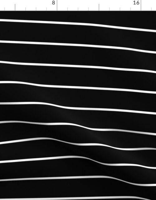 2  inch Classic Horizontal White Baseball Stripe Lines On Black Fabric