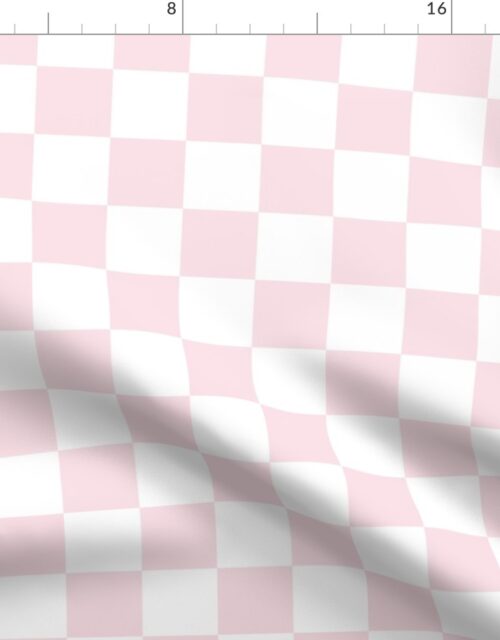 2 inch Checked Checkerboard Merry Bright Christmas Pattern in Pale Pink and White Square Checked Fabric