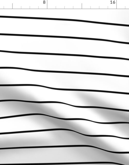 2 inch Classic Horizontal Black Baseball Stripe Lines On White Fabric