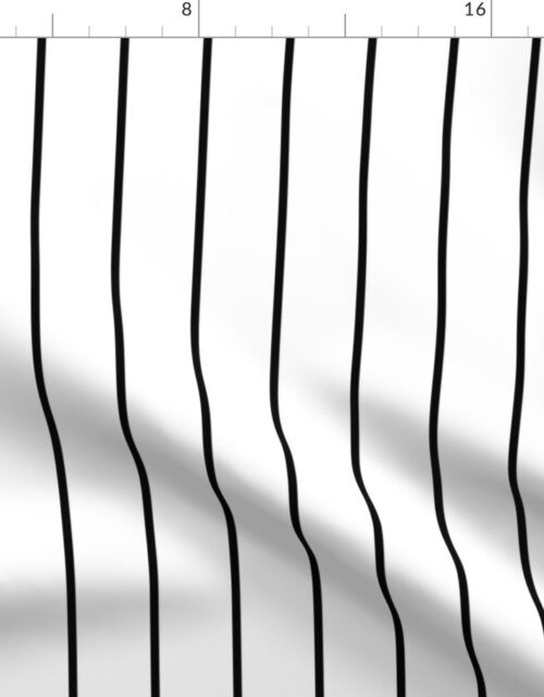 2 inch Classic Vertical Black Baseball Stripe Lines On White Fabric