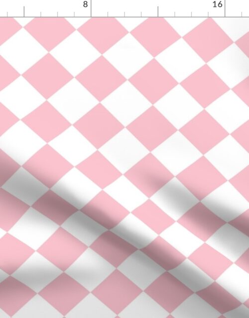 2 inch Diagonal Checkerboard Merry Bright Christmas Harlequin Pattern in Bright Pink and White Diamond Checked Fabric