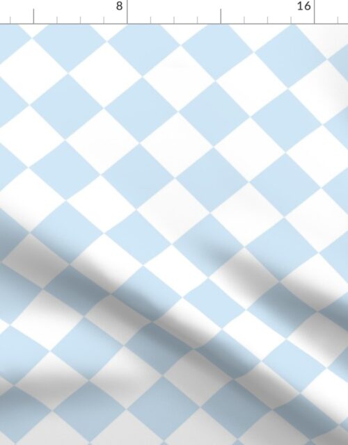 2 inch Diagonal Checkerboard Merry Bright Christmas Harlequin Pattern in Pale Blue and White Diamond Checked Fabric
