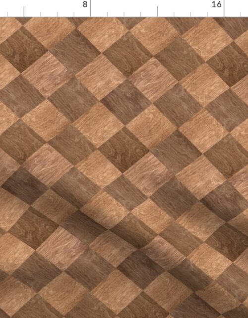 2 inch Diagonal Light and Dark Wood Checkerboard Chess Marquetry Pattern Fabric