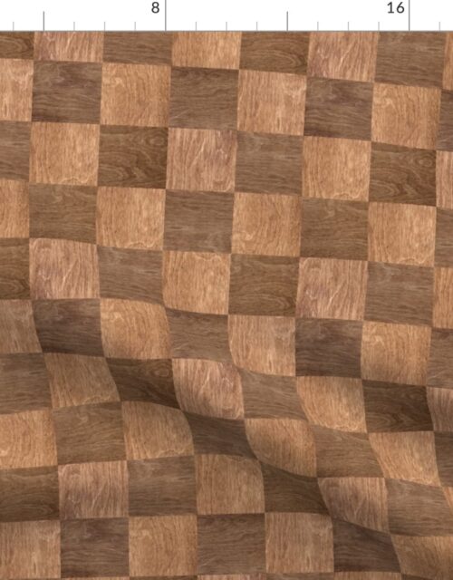 2 inch Light and Dark Wood Checkerboard Chess Pattern Fabric