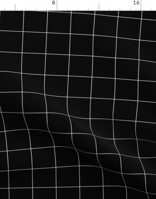 2 inch White Grid Lines on Black Fabric