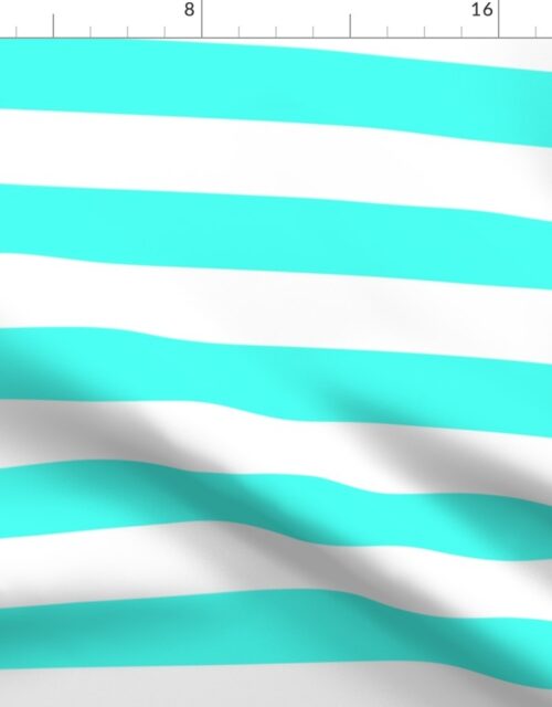 2 inch Wide Horizontal South Beach Aqua Blue and White Cabana Stripes Fabric