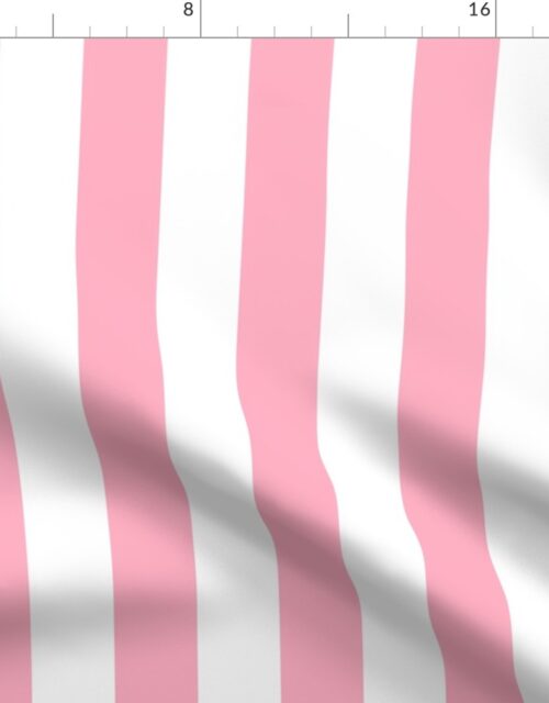 2 inch Wide Vertical Palm Beach Pink and White Cabana Stripes Fabric