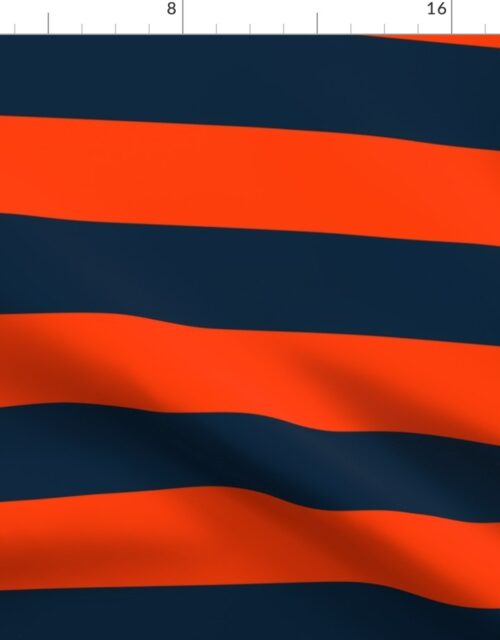 3 Inch Horizontal Navy and Orange Cabana Stripes Fabric