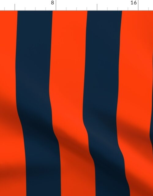 3 Inch Vertical Navy and Orange Cabana Stripes Fabric