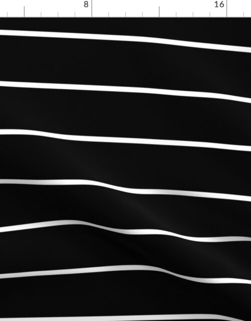 3 inch Classic Horizontal Black Baseball Stripe Lines On White Fabric