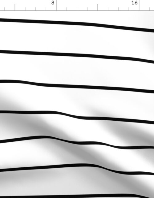 3 inch Classic Horizontal Black Baseball Stripe Lines On White Fabric