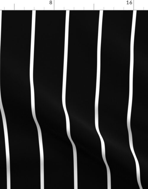 3 inch Classic Vertical Black Baseball Stripe Lines On White Fabric