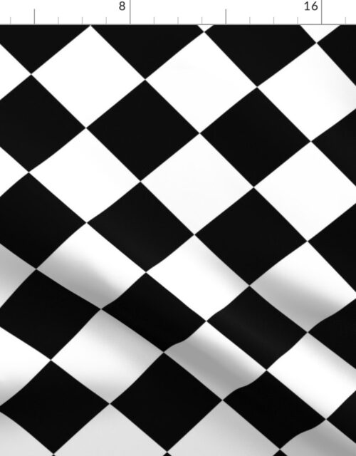 3 inch Diagonal Checkerboard  Harlequin Pattern in Black and White Diamond Checked Fabric