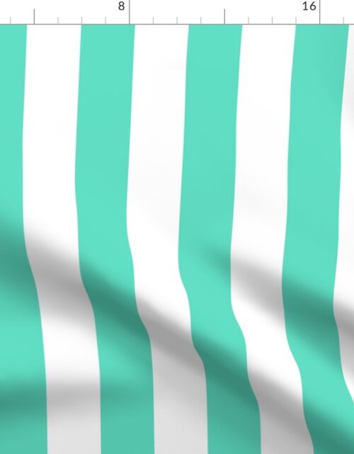 Aqua 2″ Wide Cabana Stripes Fabric