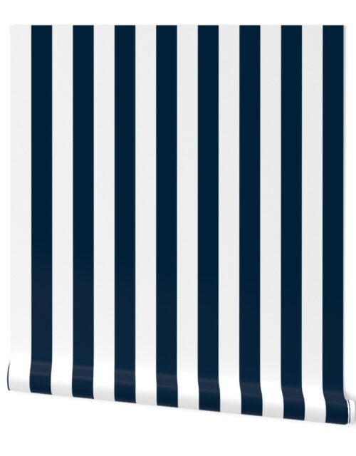 Navy Marine Blue 2″ Wide Cabana Stripes Wallpaper