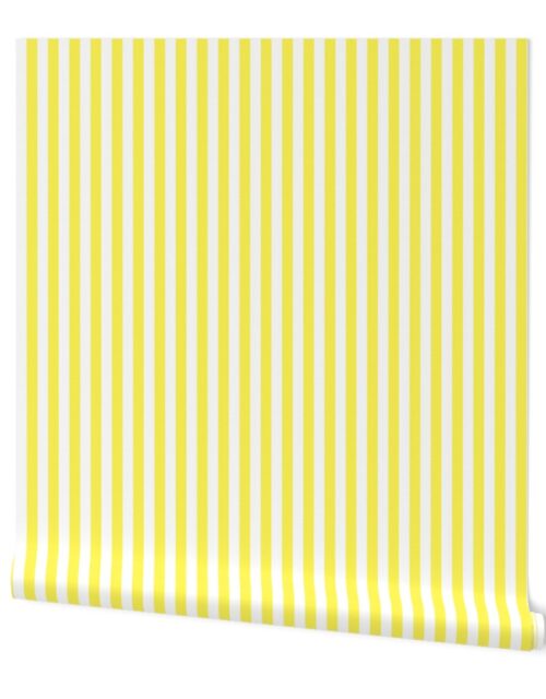 Lemon Yellow Sailor 1/2″ Thin Stripes Wallpaper