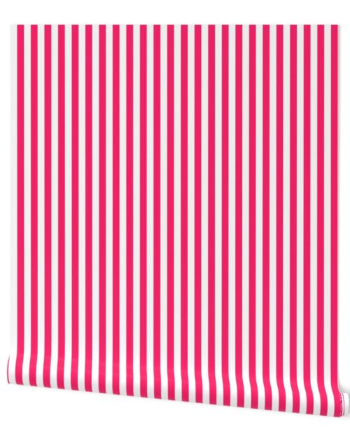 Pop Pink Sailor 1/2″ Thin Stripes Wallpaper