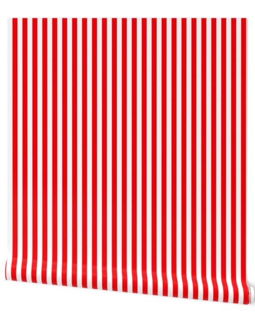 Circus Red Sailor 1/2″ Thin Stripes Wallpaper