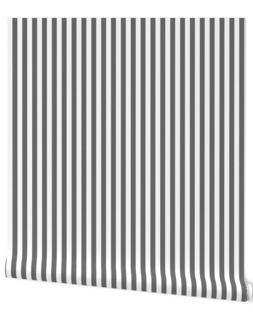 Charcoal Grey Sailor 1/2″ Thin Stripes Wallpaper