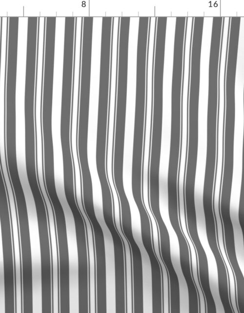 Charcoal Grey Deckchair Stripes Fabric