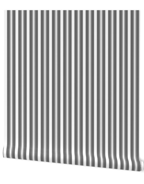 Charcoal Grey Deckchair Stripes Wallpaper