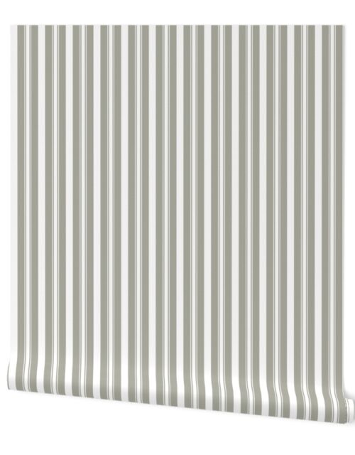 Dove Grey Deckchair Stripes Wallpaper