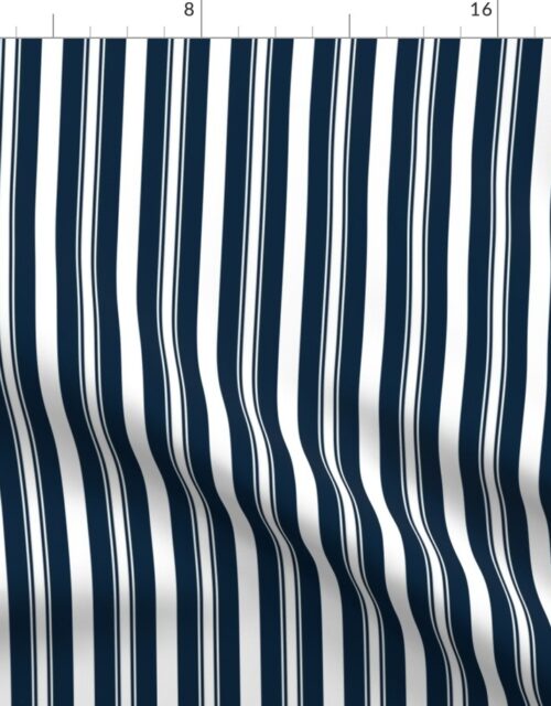 Navy Marine Blue Deckchair Stripes Fabric