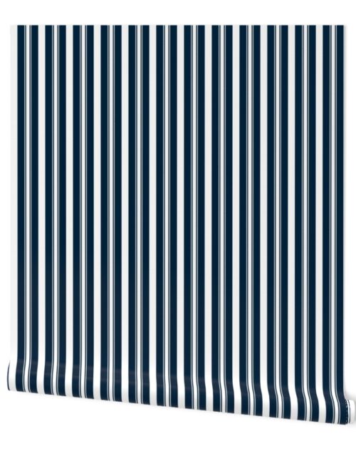 Navy Marine Blue Deckchair Stripes Wallpaper