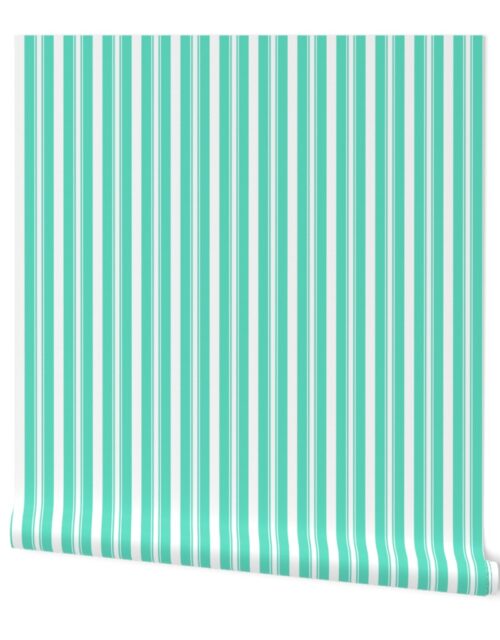 Aqua Blue Deckchair Stripes Wallpaper