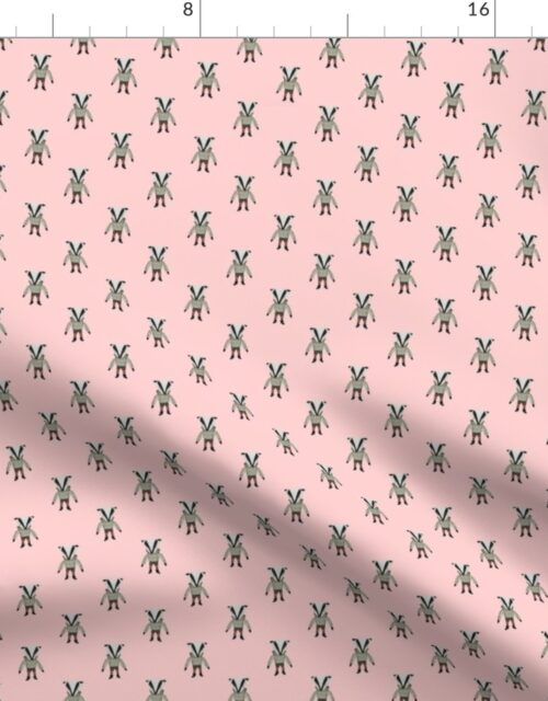 Badger Forest Friends All Over Repeat Pattern on Baby Pink Fabric